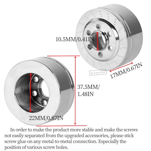 RC Stainless Steel Heavy Duty Wheel Weights 100g Counterweight Upgrades Part for 1/10 RC Crawler SCX10 1.9" 2.0" Beadlock Wheels Balance Weights,4pcs