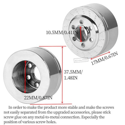 RC Stainless Steel Heavy Duty Wheel Weights 100g Counterweight Upgrades Part for 1/10 RC Crawler SCX10 1.9" 2.0" Beadlock Wheels Balance Weights,4pcs