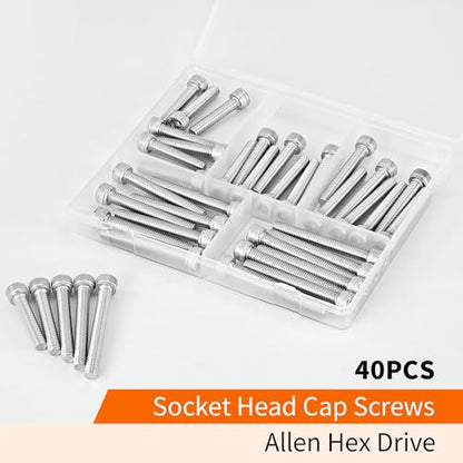 M6 x 30mm 35mm 40mm 45mm 50mm Hex Socket Head Cap Screws Bolts 304 Stainless Steel Metric Machine Allen Hex Drive, Fully Threaded, Assortment Kit 40PCS - size: M6 x 30/35/40/45/50mm (40PCS)