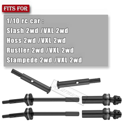 Upgrades Part Rear Drive Shaft CVD & Front Axles for 1/10 Rustler VXL 2WD,Stampede VXL 2WD,Slash VXL 2WD,Hoss VXL 2WD,Stainless Steel #45 Drive Shaft with Hex,Black - style: Black (for 2wd)