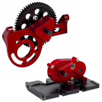 AMK 1/10 Transmission 30% OD Transfer Case Forward Motor Mount with Delrin Spur Gear for 1/10 RC Crawler Axial SCX10 II Element Enduro DIY LCG Chassis SCX10 Upgrades (Red) - color: Red