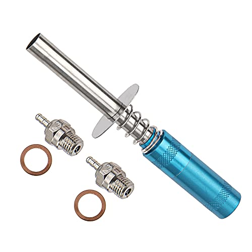 ShareGoo 2Pcs N3 Hot Spark Glow Plugs No.3 & RC Igniter Engine Starter Compatible with Traxxas HPI Redcat HSP 1/8 1/10 RC Nitro Truck Buggy