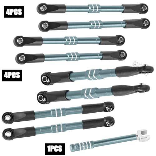 RC Adjustable Turnbuckles Links Upgrades Parts for 1/16 Mini E-Revo Summit Truck RC Car.Aluminum Front Rear Adjustable Turnbuckles Camber Links Toe Link Hops Up,Titanium - color: Titanium(for 1/16)