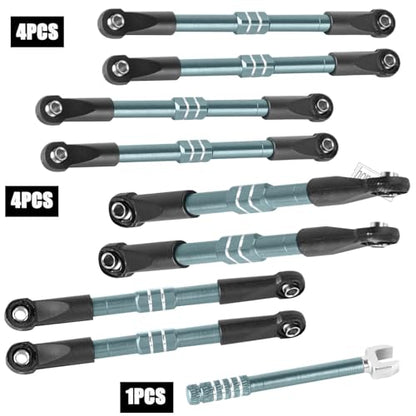 RC Adjustable Turnbuckles Links Upgrades Parts for 1/16 Mini E-Revo Summit Truck RC Car.Aluminum Front Rear Adjustable Turnbuckles Camber Links Toe Link Hops Up,Titanium - color: Titanium(for 1/16)