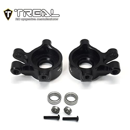 Treal Aluminum 7075 Front Steering Knuckles Set (2P) L&R CNC Machined Upgrades Compatible with 1/18 TRX4M (Black) - color: Black