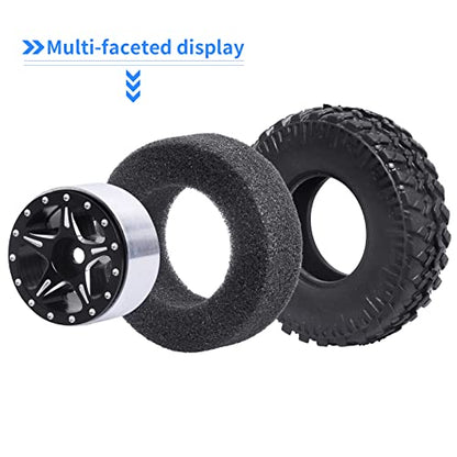 1.0 Beadlock Wheels and Tires Set for 1/24 Scale Axial SCX24 AX24 Gladiator Deadbolt Bronco C10 JLU CRC B17 Betty Chevy RC Crawler Upgrade Parts