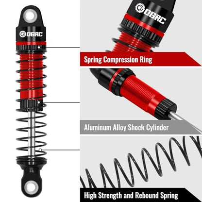 OGRC 60mm Long Travel RC Shock Absorber Oil Damper for TRX4M 1/18 RC Car | Oil-filled, Aluminum, for Traxxas TRX4M Upgrade Parts, Red - color: Black Red
