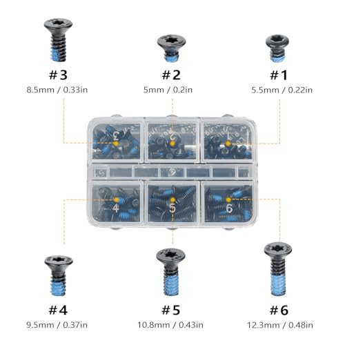 ohhunt 60 Pcs 6-32x5.5mm/5mm/8.55mm/9.5mm/10.8mm/12.3mm Alloy Steel Flat Head Screw for Red Dot Sight