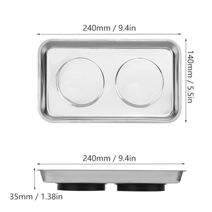 5 PCS Magnetic Trays, 9.4X5.5x1.4Inch, Magnet Tool Tray, Magnetic Parts Tray, silvery, by GENHAKON - size: 5 PCS Rectangle Silver