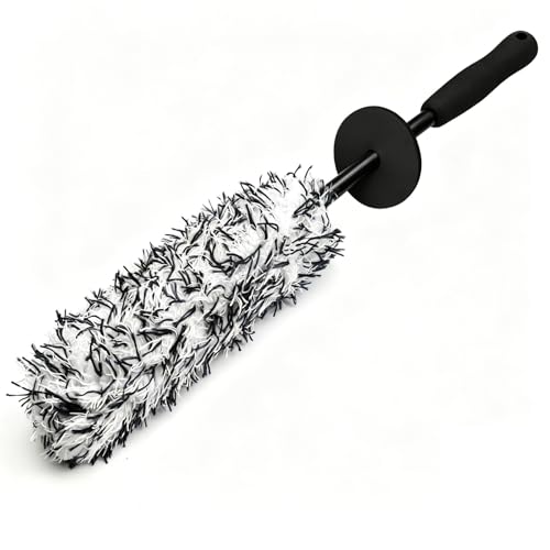 wuyaoyao Microfiber Car Wheel Brush, Car Wheel Cleaning Brush with Ergonomic Handle, Soft Rim Cleaner Wash Brushes, Non Scratch & Highly Water Absorption, Automotive Cleaning Supplies (Black, 1 PCS) - color: Black, 1 PCS