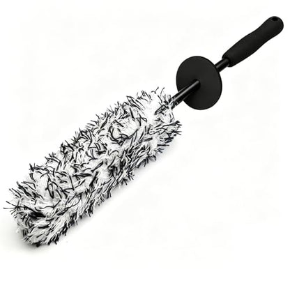 wuyaoyao Microfiber Car Wheel Brush, Car Wheel Cleaning Brush with Ergonomic Handle, Soft Rim Cleaner Wash Brushes, Non Scratch & Highly Water Absorption, Automotive Cleaning Supplies (Black, 1 PCS) - color: Black, 1 PCS