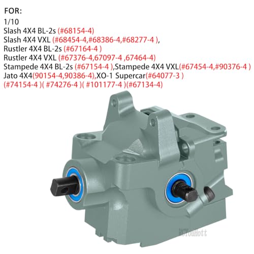 RC Aluminum Transmission Gearbox Case & 37T Diff Gear Upgrades Part for 1/10 Slash/Rustler/Stampede/Jato 4X4 4WD VXL/XO-1,Replace #6880#6881,Titanium - color: Titanium-(rc Upgrades Part）