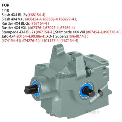 RC Aluminum Transmission Gearbox Case & 37T Diff Gear Upgrades Part for 1/10 Slash/Rustler/Stampede/Jato 4X4 4WD VXL/XO-1,Replace #6880#6881,Titanium - color: Titanium-(rc Upgrades Part）