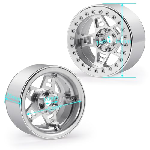 4Pcs Metal 2.2" Beadlock Wheel Rim Set 35mm, Silver | Upgrade Parts, For 1/10 Axial SCX10 90046 TRX4 D90, RC Crawler Car - color: Silver