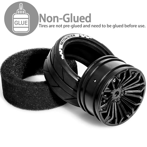 1/10 RC On Road Tires OD 2.55'' & Plastic Wheels 12mm Hex for 1:10 Scale Racing Touring Street Car Tamiya TT01 TT02 XV01 TA06 A959 144001 HPI KYOSHO HSP PTG2 Traxxas (Black) - color: Black