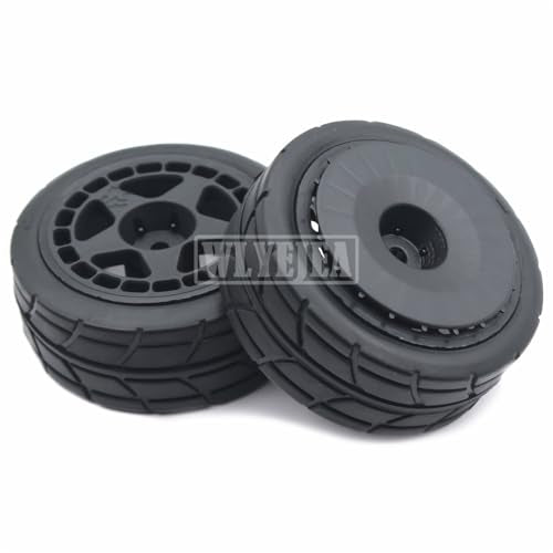 4PCS RC 1/10 On-Road Tires 65mm RC Rubber Tires w/Plastic Wheel Rim 12mm Hex Fit for 1/10 RC On-Road Rally Car HPI Tamiya TT01 TT02 Kyosho Wltoys 144001 - color: Black 3
