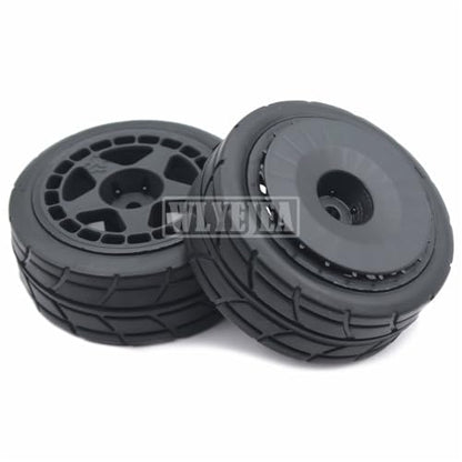 4PCS RC 1/10 On-Road Tires 65mm RC Rubber Tires w/Plastic Wheel Rim 12mm Hex Fit for 1/10 RC On-Road Rally Car HPI Tamiya TT01 TT02 Kyosho Wltoys 144001 - color: Black 3