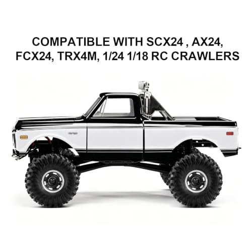 1.0" Beadlock Aluminum Wheels and 64mm Soft Rubber Tires | for SCX24, TRX4M, Ascent 18, FCX24, 1/18 1/24 RC Crawler, 7mm Hex, 0mm Offset, with Foam Inserts, (Black A) - color: Black a