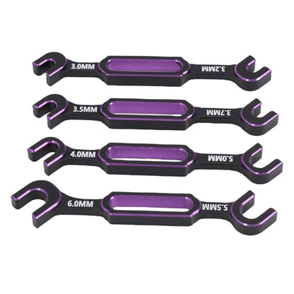 4 Pcs RC Wrench Set, RC Universal Repair Tool with 8 Sizes 3.0 3.2 3.5 3.7 4.0 5.0 5.5 6.0 mm, Turnbuckle Nut Ball Joint Remover for RC Crawler Car Boat Drone (Purple) - color: Purple