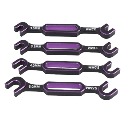 4 Pcs RC Wrench 3.0 3.2 .5 .7 4.0 5.0 6.0mm Turnbuckle Nut Ball Joint Remover RC Repair Tool Lightweight and Robust, Turnbuckle Nut Ball Joint Remover for Crawler Car (Purple) - color: Purple