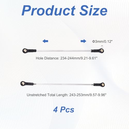 MECCANIXITY 2Pcs Adjustable Turnbuckles Camber Links, 234-244mm Turnbuckle Rod Steering Servo Linkage with M3 Ball Head Rod Ends for RC Car Replace Parts DIY - size: 234-244mm