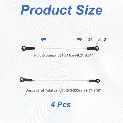 MECCANIXITY 2Pcs Adjustable Turnbuckles Camber Links, 234-244mm Turnbuckle Rod Steering Servo Linkage with M3 Ball Head Rod Ends for RC Car Replace Parts DIY - size: 234-244mm