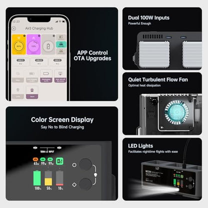 Air 3s Smart Battery Charging Hub, 200W USB-C Fast Charging for DJI Air 3 Series Intelligent Flight Batteries Plus Three-Channel Parallel with Discharge Storage Function LED Lighting - size: Air 3s