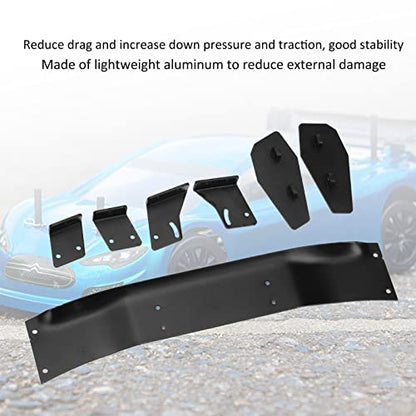 1/10 RC Tail Wing Spoiler, Aluminum Alloy RC Spoiler Wing, Black Universal 1/10 Scale Rear Wing with Mounting Hardware for HSP Kyosho LC Drift Racing Cars