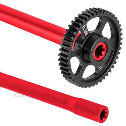 RC 45T Spur Gear Slipper Clutch/Center Slider Driveshaft Upgrades Part for 1/16 Mini Maxx 4WD RTR Brushless Monster Truck (#107154-1),#45 Steel Transmission Gears Spur Gear,Red - color: Red-(upgrades Part）
