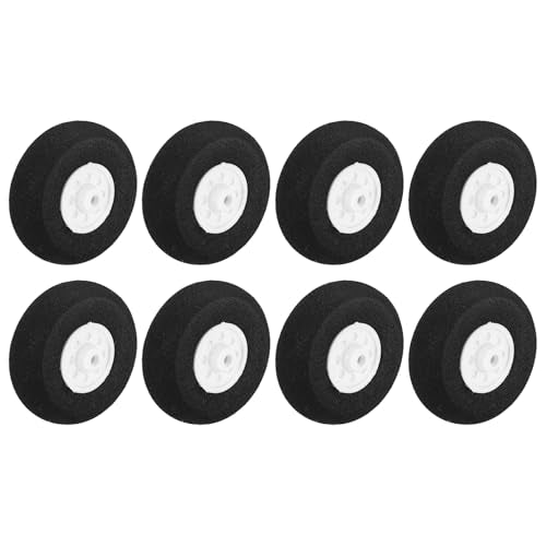 MECCANIXITY 8Pcs RC Airplane Wheels 32mm / 1.26" OD Aircraft Sponge Tire Tail Airplanes Foam Wheel Replacement for DIY Model Plane Helicopter - size: 32mm / 1.26" OD