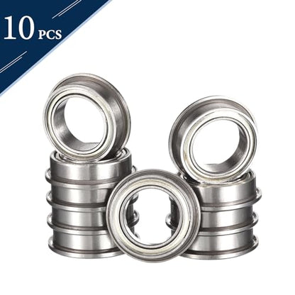 MF63ZZ Flanged Ball Bearing, ID 3mm x OD 6mm x Width 2.5mm Miniature Bearings, Double Metal Shielded Deep Groove Bearings, Pre-Lubricated (GCr15) Chrome Steel 10pcs - size: MF63ZZ 3mmx6mmx2.5mm