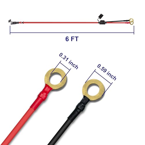 BFXM 2PCS 10AWG 6FT SAE Connector Extension Cables with 15& 20A Fuse | 2 Pin SAE to O Ring Terminal Quick Disconnect Harness for Car, Motorcycle, Solar Panel - color: 10awg6ft*2