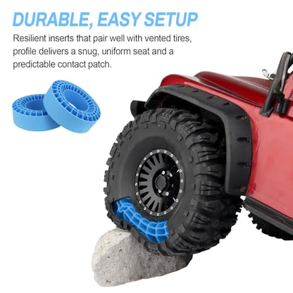 Soft 2.2" Silicone Tire Inserts for RC Crawlers, 4-Pack — Fits 132–134 mm 5.25" OD, 125×45 mm — Waterproof, Sidewall Stabilization, Traction and Climbing Control (Blue) - color: Blue