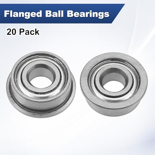 M METERXITY 20-Pack MF104ZZ Flanged Ball Bearing, 4mm x 10mm x 4mm Double Metal Shielded Z1 Chrome (GCr15) Steel Flange Rip Bearings for Wheelbarrow/Printer/Fax Machines/Power Tools - size: 4mm x 10mm x 4mm
