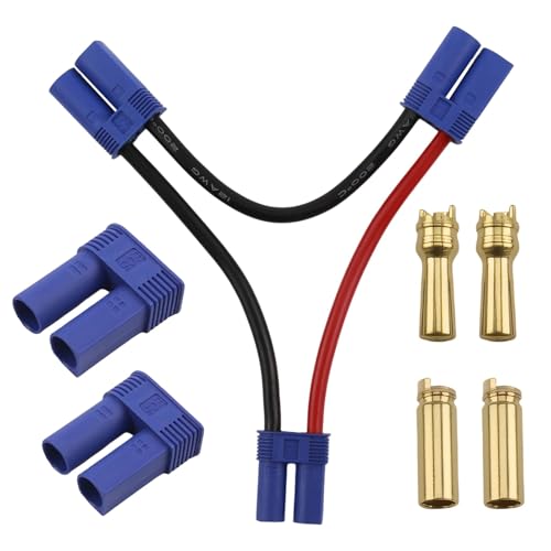 1 Pcs EC5 Series Connector with 12AWG Wire/Series Battery Adapter 12AWG 4inch for Losi/E-Flite, 2 Sets EC5 Battery Connector Adapter Gold-Plated 5MM Banana Plug Male Female Connector for RC ESC