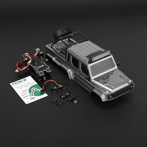 SCX24 Body 6x6 Conversion Kit PC Body with Lights Frame-Axle Assembly for Bronco JLU C10 Basecamp Axial SCX24 6×6 RC Crawler Upgrades - style: Titanium gray