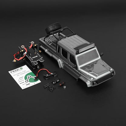 SCX24 Body 6x6 Conversion Kit PC Body with Lights Frame-Axle Assembly for Bronco JLU C10 Basecamp Axial SCX24 6×6 RC Crawler Upgrades - style: Titanium gray
