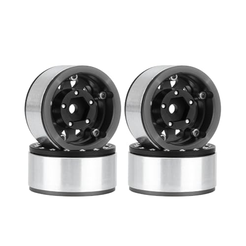 4PCS 1.55 Inch Aluminum Alloy Metal Beadlock Wheel Rim Hubs Replacement Accessory for AX90069 D90 TF2 CC01 Tamiya 1/10 RC Crawler Car Upgrade Parts(10Holes-Black) - color: 10holes-black