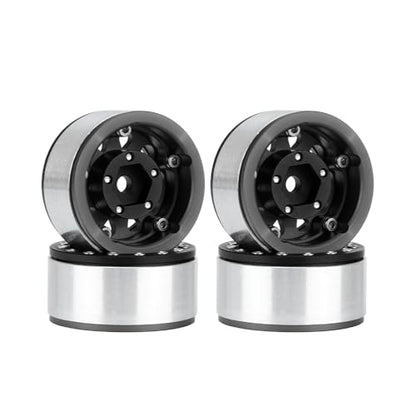 4PCS 1.55 Inch Aluminum Alloy Metal Beadlock Wheel Rim Hubs Replacement Accessory for AX90069 D90 TF2 CC01 Tamiya 1/10 RC Crawler Car Upgrade Parts(10Holes-Black) - color: 10holes-black
