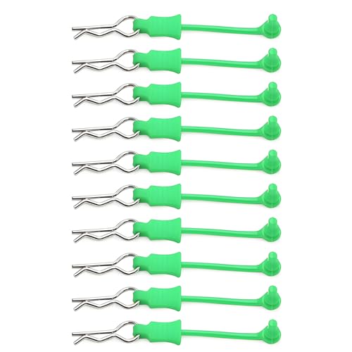 10Pcs RC Body Clips W/Pull Tabs R Pins Universal Shell Replacement Parts for 1/7 1/8 TRAXXAS ARRMA Axial Losi Redcat HPI Exceed Rc Car Crawler Truck Buggy Drone (Green) - size: Green