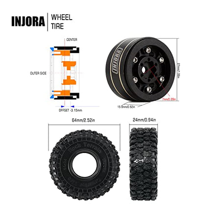 INJORA 1.0 Brass Beadlock Wheel and Tires for 1/18 TRX4M 1/24 SCX24 FCX24