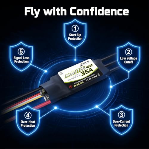 ZTW Mantis G2 35A ESC 2-4S Built-in Switching BEC 5V/6V/7.4V Adjustable 4A Brushless Speed Controller for RC Airplane Aircraft Fixed-Wing