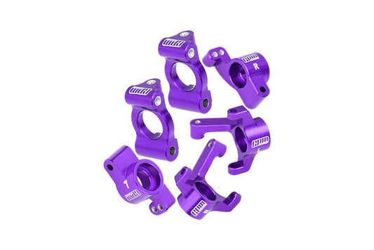 Aluminum 7075 Front Caster Blocks + Front Knuckle Arm + Rear Hubs Aluminum Combo Set for LOSI 1:24 Micro-B 2WD Buggy RTR-LOS00007 / 1:28 Micro-T 2S 2WD RTR Stadium Truck-LOS-1392 Upgrades - Purple