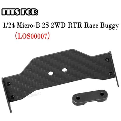 RC Carbon Fiber Tail Wing/Aluminum Wing Mount Upgrade Parts for 1/24 Micro-B 2S 2WD RTR Race Buggy（LOS00007,Black(LOS-1771,LOS-1770) - color: Black-(upgrades Part）