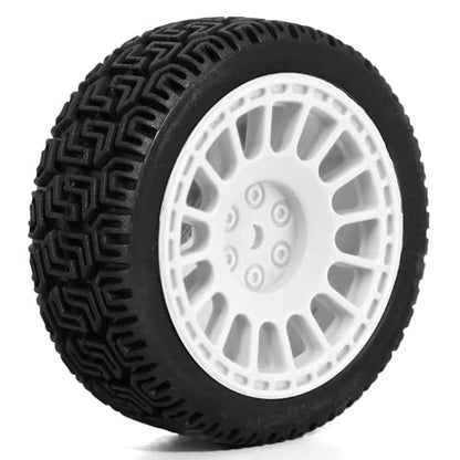 1/10 On-Road Racing Tires,68mm OD RC Rubber Wheels Tires Set 12mm Hex Fit for Traxxas HSP Tamiya TT01 TT02 HPI Kyosho HSP 1/10 On-Road Touring Car (White 2)