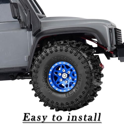 for SCX24 TRX4M 1/24 1/18 RC Crawler Car,Aluminum 1.0" Beadlock Wheel Tires Wheel Hub Wheels Rim 4PCS 1.0in Beadlock Wheel Rims Heavy Duty Rim,Navy Blue - color: (4PCS）Navy Blue