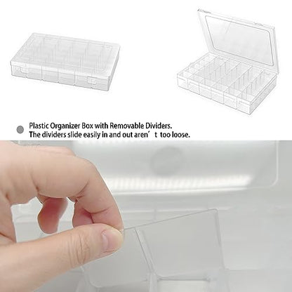 Goiio 2 Pack Plastic Organizer Container Box | 36 Grids Plastic Parts Organizer Box, for Beads, Art DIY, Crafts
