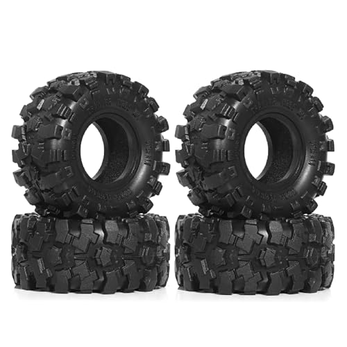 1.0 RC Crawler Tires 1/24 1/18 All Terrain Super Soft Sticky Rubber Mud Slingers Tyres For 1:24 1:18 Rock Crawler Car Axial SCX24 FMS AX24 FCX18 FCX24 TRX4M 1.0" Beadlock wheels Rim 4PCS