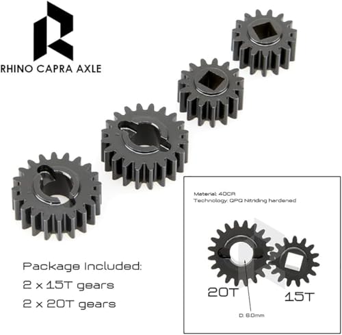 Rhino Capra Metal Complete Front Rear Portal Axle Set for 1/10 RC Crawler Car Axial SCX10 I SCX10 II Redcat GEN8 RGT EX86100 (15T-20T) - color: 15t-20t