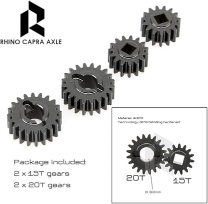 Rhino Capra Metal Complete Front Rear Portal Axle Set for 1/10 RC Crawler Car Axial SCX10 I SCX10 II Redcat GEN8 RGT EX86100 (15T-20T) - color: 15t-20t